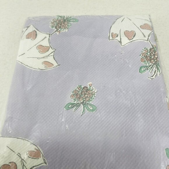 Gibson Vinyl Tablecloth Tablecover Rectangle 54x96” Long Flower Purple Reusable - Picture 5 of 7